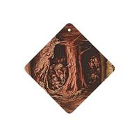 Poezjzw The Man In The Treehouse Pattern Car Air Fresheners 6 Pcs Square Hanging Aromatherapy Tablets Scented Fresheners For Bedroom Bathroom