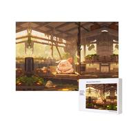 Poezjzw The Pig Is Sleeping. Puzzles For Adult 300 Pieces Wooden Jigsaw For Family Friend Home Decor Wall Art 15.7 X 11in