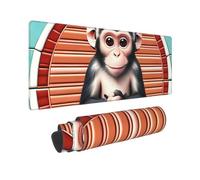 Poezjzw The Silent Monkey Long Gaming Mouse Pad Large Desk Pad Keyboard Mat with Stitched Edges for Gaming and Office 31.5 X 11.8 in