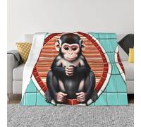 POEZJZW The Silent Monkey Pattern Flannel Blanket 80"X60" Bed Blankets for Sofa Bed Couch, Movie Night, Camping, and Travel
