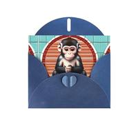 POEZJZW The Silent Monkey Pearl Paper Christmas Cards, With Blue Envelopes, Thank You Cards, Wedding, Valentine'S Day Cards 10-Count