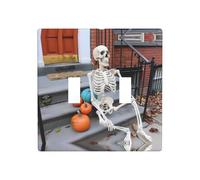 Poezjzw Thinking Skeleton Pattern Decorative Light Switch Plate Covers 2 Gang Wall Plate Double Toggle Switch Cover 4.5 X 4.5 in
