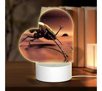 POEZJZW Thorny Fire Rockhopper Pattern Heart Shape Acrylic Night Light with USB Cable Adjustable 3 Colors for Restaurant Bar Cafe