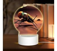 POEZJZW Thorny Fire Rockhopper Pattern Round Acrylic Night Light with USB Cable Adjustable 3 Colors for Restaurant Bar Cafe