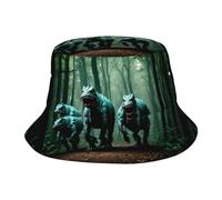 POEZJZW Three Dinosaurs Adult Fisherman's Hat Bucket Hat, Men's and Women's Uv Sun Hat, Wide-Brimmed Outdoor Sun Hat, Black, One size