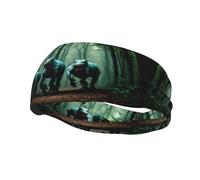 Poezjzw Three Dinosaurs Pattern Headbands Athletic Baseball Basketball Football Sweatband Breathable Elastic for Sports Running Exercise