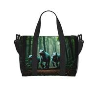 Poezjzw Three Dinosaurs Travel Duffle Bag Weekender Carry On Tote Bags For Women Hospital Bags For Labor And Delivery Overnight Luggage Bag, Black, One Size, Black, One Size