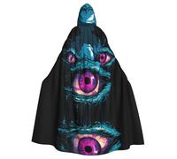 POEZJZW Three-Eyed Monster Pattern Hooded Cloak Robe Costume For Adult Men Women Christmas Hoodies Cape Cosplay Costumes