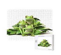 Poezjzw Three Little Frogs Adult Classic Jigsaw 300 Pieces Wooden Puzzle Modern Home Decor Intellectual Game 40 X 28 Cm