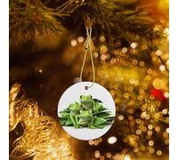 Poezjzw Three Little Frogs Pattern Christmas Tree Ceramic Ornament Hanging Decorations for Home Christmas Holiday Party Gift