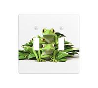 Poezjzw Three Little Frogs Pattern Decorative Light Switch Plate Covers 2 Gang Wall Plate Double Toggle Switch Cover 4.5 X 4.5 in