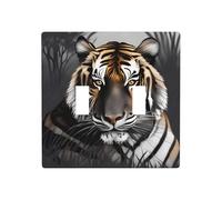 Poezjzw Tiger at Rest Pattern Decorative Light Switch Plate Covers 2 Gang Wall Plate Double Toggle Switch Cover 4.5 X 4.5 in