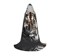 POEZJZW Tiger At Rest Pattern Hooded Cloak Robe Costume Cloak For Adult Men Women Christmas Hoodies Cape Cosplay Costumes M