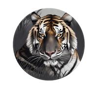 POEZJZW Tiger At Rest Pattern Round Mouse Mat, Cute Mouse Pad, Non-Slip Rubber Base With Stitched Edge, Small Size 7.9 X 7.9 Inch