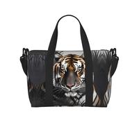 Poezjzw Tiger At Rest Travel Duffle Bag Weekender Carry On Tote Bags For Women Hospital Bags For Labor And Delivery Overnight Luggage Bag, Black, One Size, Black, One Size