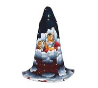 POEZJZW Tiger Cubs In The Clouds Pattern Hooded Cloak Robe Costume Cloak For Adult Men Women Christmas Hoodies Cape Cosplay Costumes S
