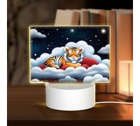 POEZJZW Tiger Cubs in The Clouds Pattern Rectangle Acrylic Night Light with USB Cable Adjustable 3 Colors for Restaurant Bar Cafe
