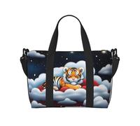 Poezjzw Tiger Cubs In The Clouds Travel Duffle Bag Weekender Carry On Tote Bags For Women Hospital Bags For Labor And Delivery Overnight Luggage Bag, Black, One Size, Black, One Size