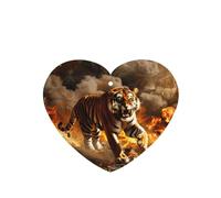 Poezjzw Tiger In The Fire Pattern Car Air Fresheners 4 Pcs Heart Shape Hanging Aromatherapy Tablets Scented Fresheners For Bedroom Closet Shoe