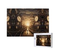 Poezjzw Time Clock Puzzles For Adult 1000 Pieces Wooden Jigsaw For Family Friend Home Decor Wall Art 29.5 X 19.7 In