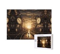 Poezjzw Time Clock Puzzles For Adult 300 Pieces Wooden Jigsaw For Family Friend Home Decor Wall Art 15.7 X 11in