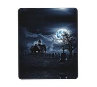 POEZJZW Tombstone Under The Moon Pattern Mouse Pad Non-Slip Rubber Stitched Edges Waterproof Gaming Mouse Mat for Desk Gaming Work Wireless Mice 10 X 12 Inch