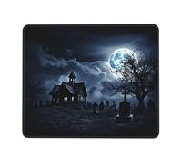 POEZJZW Tombstone Under The Moon Pattern Mouse Pad Non-Slip Rubber Stitched Edges Waterproof Gaming Mouse Mat for Desk Gaming Work Wireless Mice 10 X 12 Inch