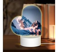 POEZJZW Top of The Snowy Mountain Pattern Heart Shape Acrylic Night Light with USB Cable Adjustable 3 Colors for Restaurant Bar Cafe