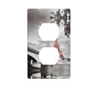 Poezjzw Tower Paris Pattern Light Switch Cover Outlet Cover Duplex Outlet Decorative Wall Plate Decorative Wall Plate Size 4.5x2.76 Inch