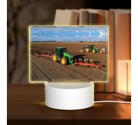 POEZJZW Tractor Farm Pattern Rectangular Acrylic Night Light Touch Switch Accent for Bookshelves Desks Nightstands