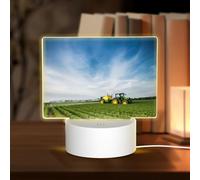 POEZJZW Tractor Farm Pattern Rectangular Acrylic Night Light Touch Switch Accent for Bookshelves Desks Nightstands