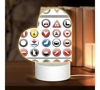 POEZJZW Traffic Symbols in E Pattern Heart Shape Acrylic Night Light with USB Cable Adjustable 3 Colors for Restaurant Bar Cafe