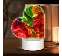 POEZJZW Transparent Butterfly Pattern Heart Shape Acrylic Night Light with USB Cable Adjustable 3 Colors for Restaurant Bar Cafe