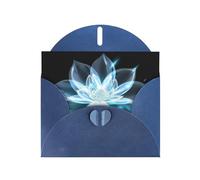 POEZJZW Transparent Lotus Flower Pearl Paper Christmas Cards, With Blue Envelopes, Thank You Cards, Wedding, Valentine'S Day Cards 10-Count