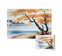 Poezjzw Tree At The Water'S Edge Adult Classic Jigsaw 1000 Pieces Wooden Puzzle Modern Home Decor Intellectual Game 75x50cm