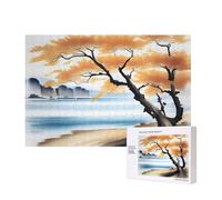 Poezjzw Tree At The Water'S Edge Adult Classic Jigsaw 300 Pieces Wooden Puzzle Modern Home Decor Intellectual Game 40 X 28 Cm