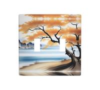 Poezjzw Tree at The Water'S Edge Pattern Decorative Light Switch Plate Covers 2 Gang Wall Plate Double Toggle Switch Cover 4.5 X 4.5 in