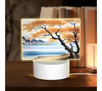 POEZJZW Tree at The Water'S Edge Pattern Rectangle Acrylic Night Light with USB Cable Adjustable 3 Colors for Restaurant Bar Cafe