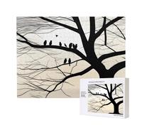 Poezjzw Tree Birds Barren Tr Adult Classic Jigsaw 500 Pieces Wooden Puzzle Modern Home Decor Intellectual Game 52 X 38 Cm