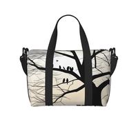 Poezjzw Tree Birds Barren Tr Travel Duffle Bag Weekender Carry On Tote Bags For Women Hospital Bags For Labor And Delivery Overnight Luggage Bag, Black, One Size