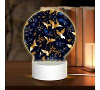 POEZJZW Tree Dinosaur Pattern Round Acrylic Night Light with USB Cable Adjustable 3 Colors for Restaurant Bar Cafe