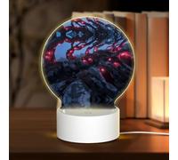 POEZJZW Tree Growing On Rock Pattern Round Acrylic Night Light with USB Cable Adjustable 3 Colors for Restaurant Bar Cafe