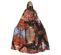 POEZJZW Tree In The Fall Pattern Adult Hooded Cloak Cloak Women Men Halloween Costume Masquerade Cosplay Costume Christmas Party Robe