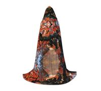 POEZJZW Tree In The Fall Pattern Teenager Hooded Cloak Cloak Women Men Halloween Costume Masquerade Cosplay Costume Christmas Party Robe L