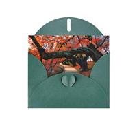 POEZJZW Tree In The Fall Patterned Pearl Paper Blank Greeting Card Suitable For Birthday Wedding Party Invitation With Dark Green Envelope