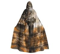 POEZJZW Tropical African Elephant Pattern Poncho Halloween Hooded Cape Women'S Men'S Halloween Dress Up Party Cosplay Costumes