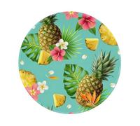 POEZJZW Tropical Pineapple Pattern Round Mouse Pad, Non-Slip Rubber Base Small Mouse Pad, Suitable For Games, Computer Laptop, 7.9x7.9 Inches.
