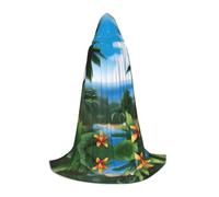 POEZJZW Tropical Sky Ecology Pattern Hooded Cloak Robe Costume Cloak For Adult Men Women Christmas Hoodies Cape Cosplay Costumes M