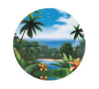 POEZJZW Tropical Sky Ecology Pattern Round Mouse Mat, Cute Mouse Pad, Non-Slip Rubber Base With Stitched Edge, Small Size 7.9 X 7.9 Inch