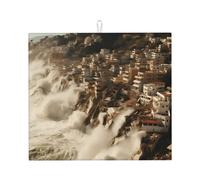 Poezjzw Tsunami Coming Pattern Dish Drying Mat for Kitchen Counter 18"X16" Drying Mat for Coffee Machine Dish Rack